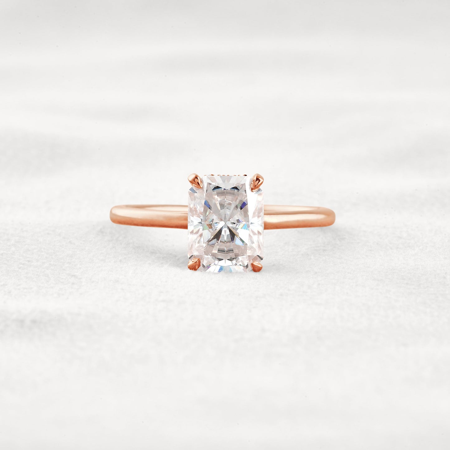 2.3 CT Radiant Cut Solitaire Moissanite Diamond Engagement Ring