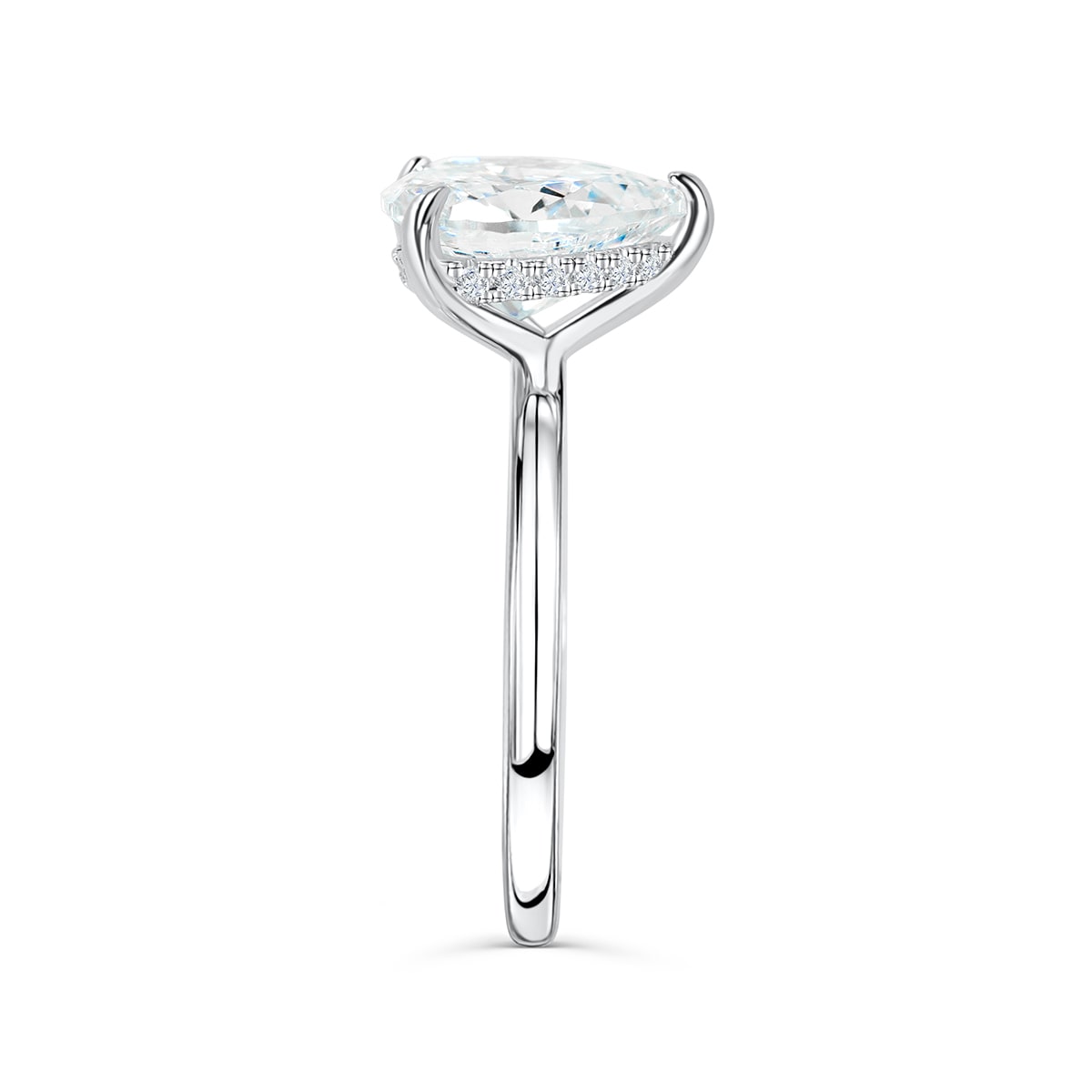 1.33 CT Pear Moissanite Diamond Hidden Halo Engagement Ring