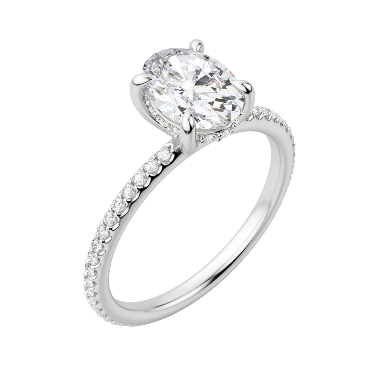 1.91 CT Oval Moissanite Diamond Hidden Halo Engagement Ring