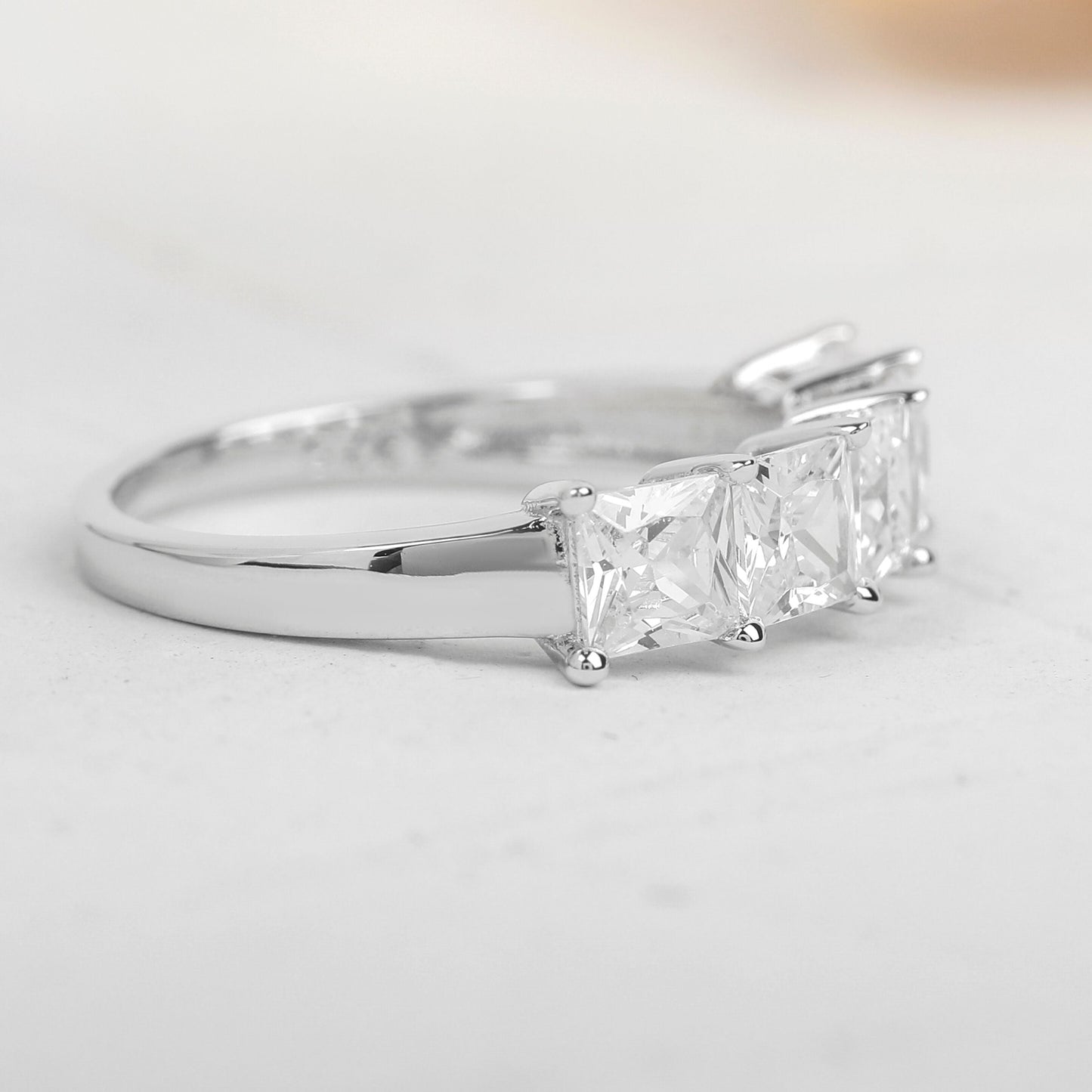 Princess Moissanite Diamond Stacking Wedding Band