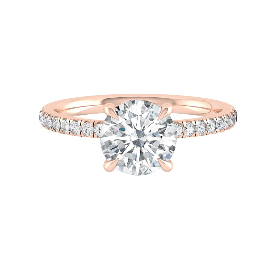 1.85 CT Round Moissanite Diamond Hidden Halo Engagement Ring