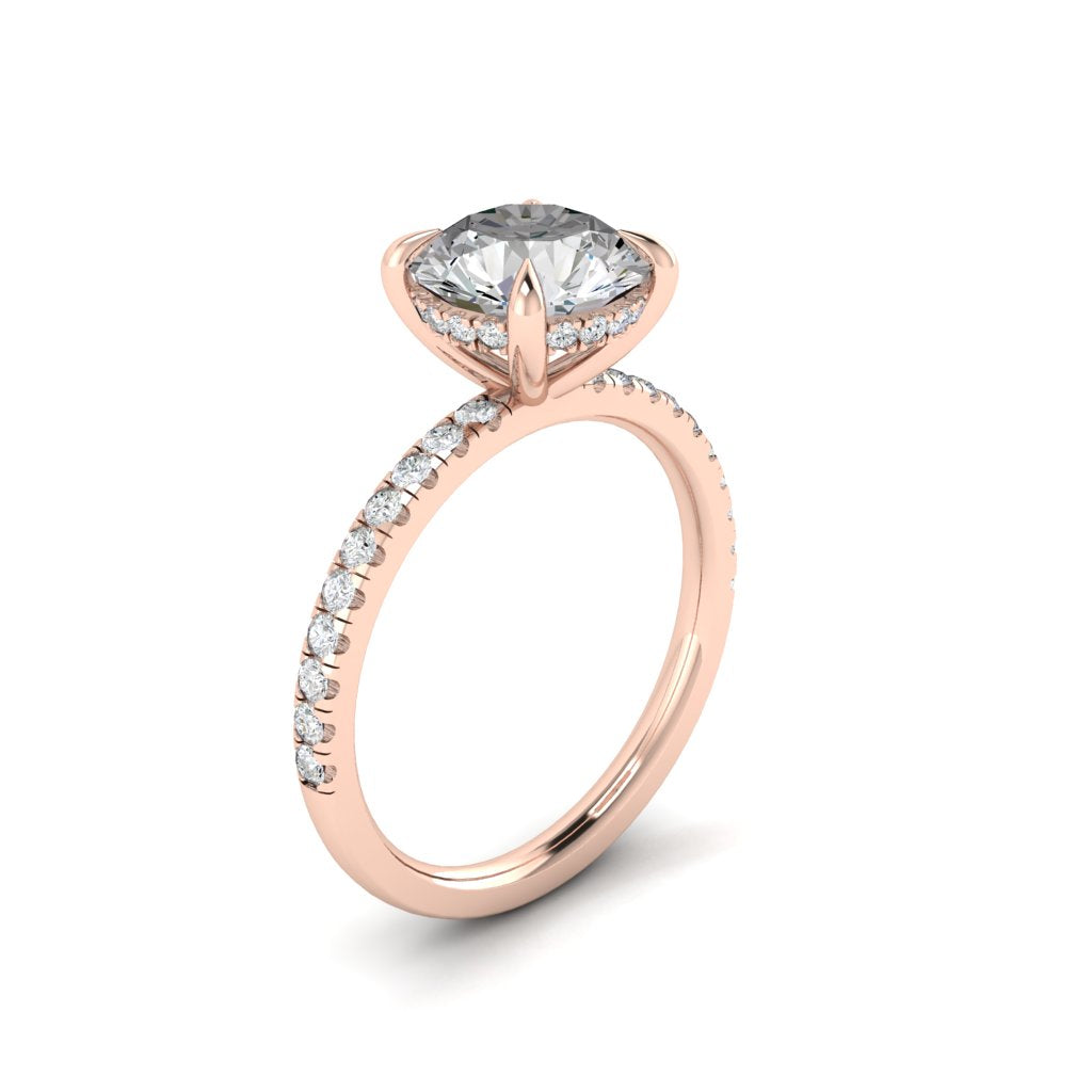 1.85 CT Round Moissanite Diamond Hidden Halo Engagement Ring