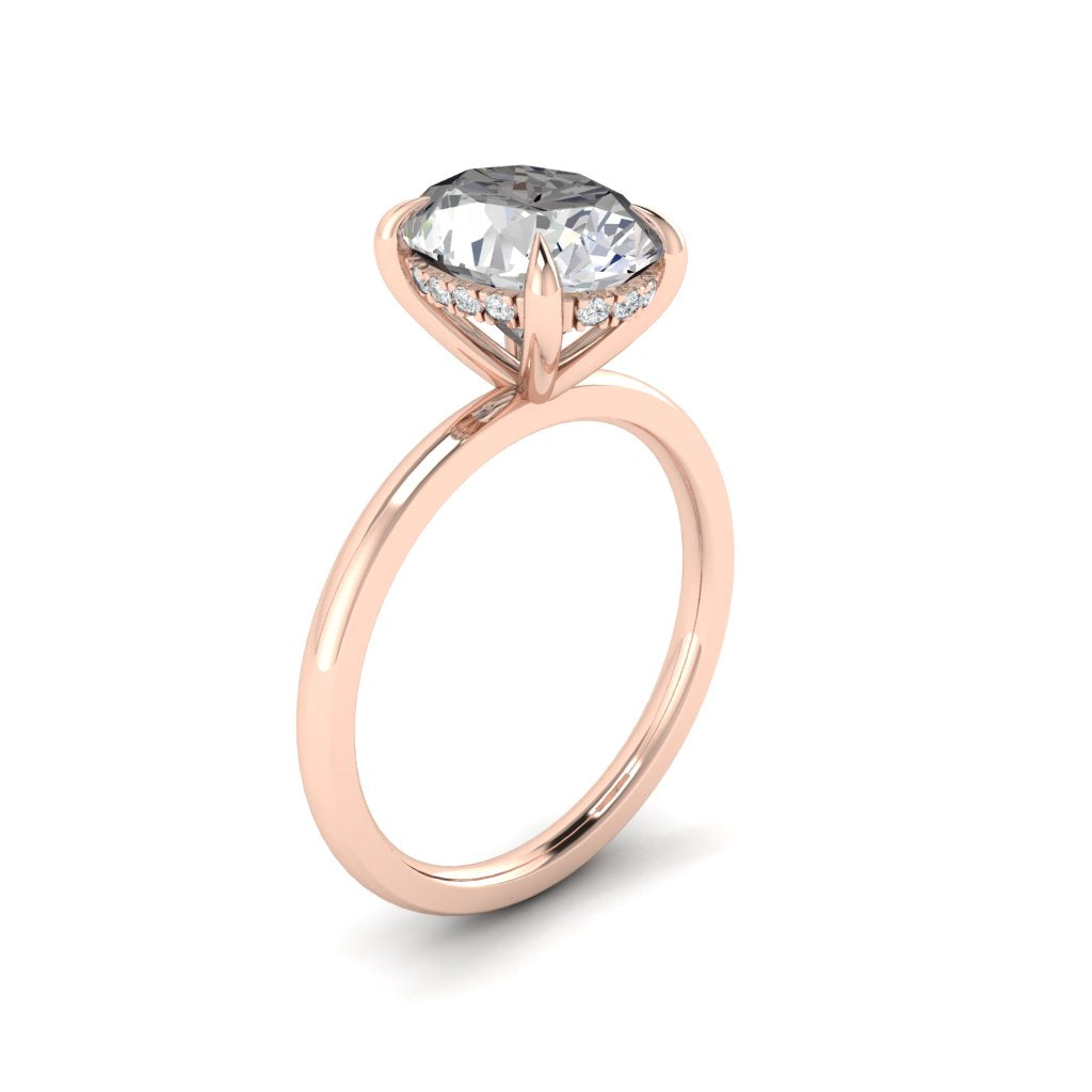 2.72 CT Oval Moissanite Diamond Hidden Halo Engagement Ring