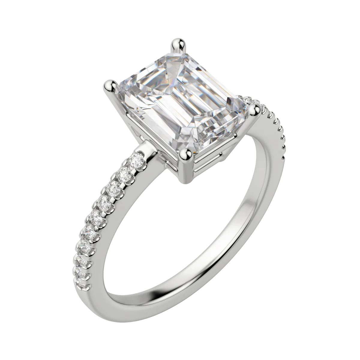 2.30 CT Emerald Moissanite Diamond Solitaire Engagement Ring