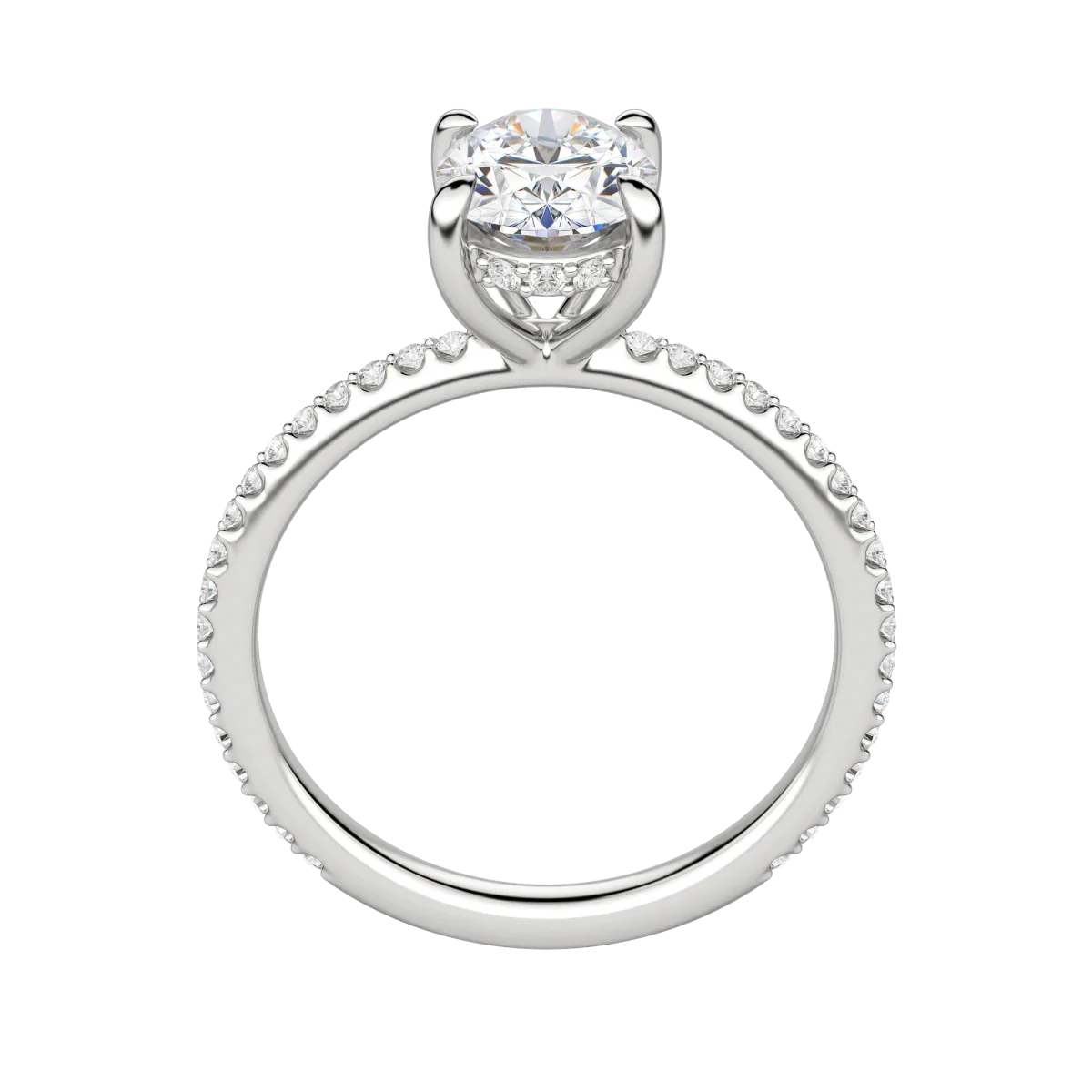 1.91 CT Oval Moissanite Diamond Hidden Halo Engagement Ring