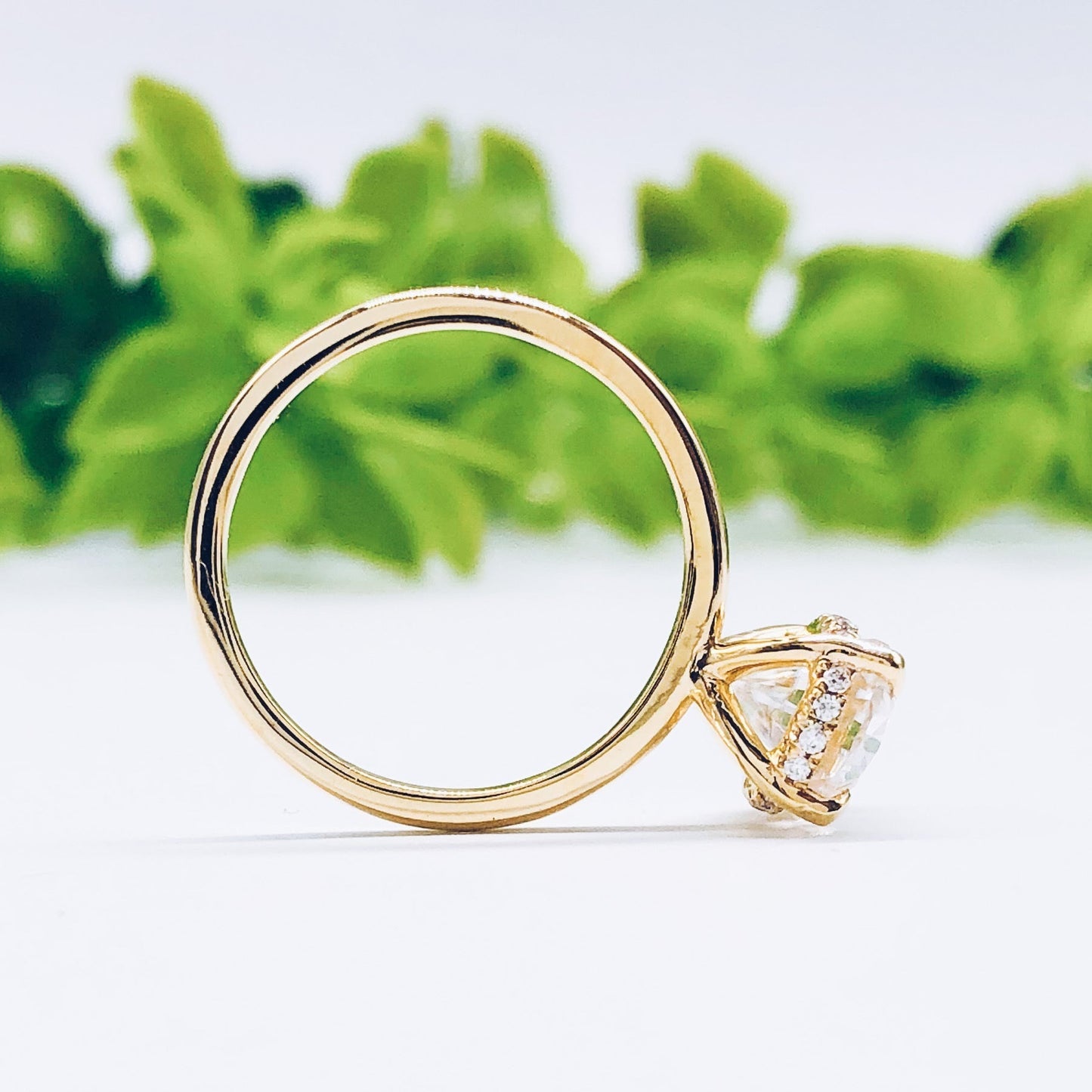 2.72 CT Oval Moissanite Diamond Hidden Halo Engagement Ring