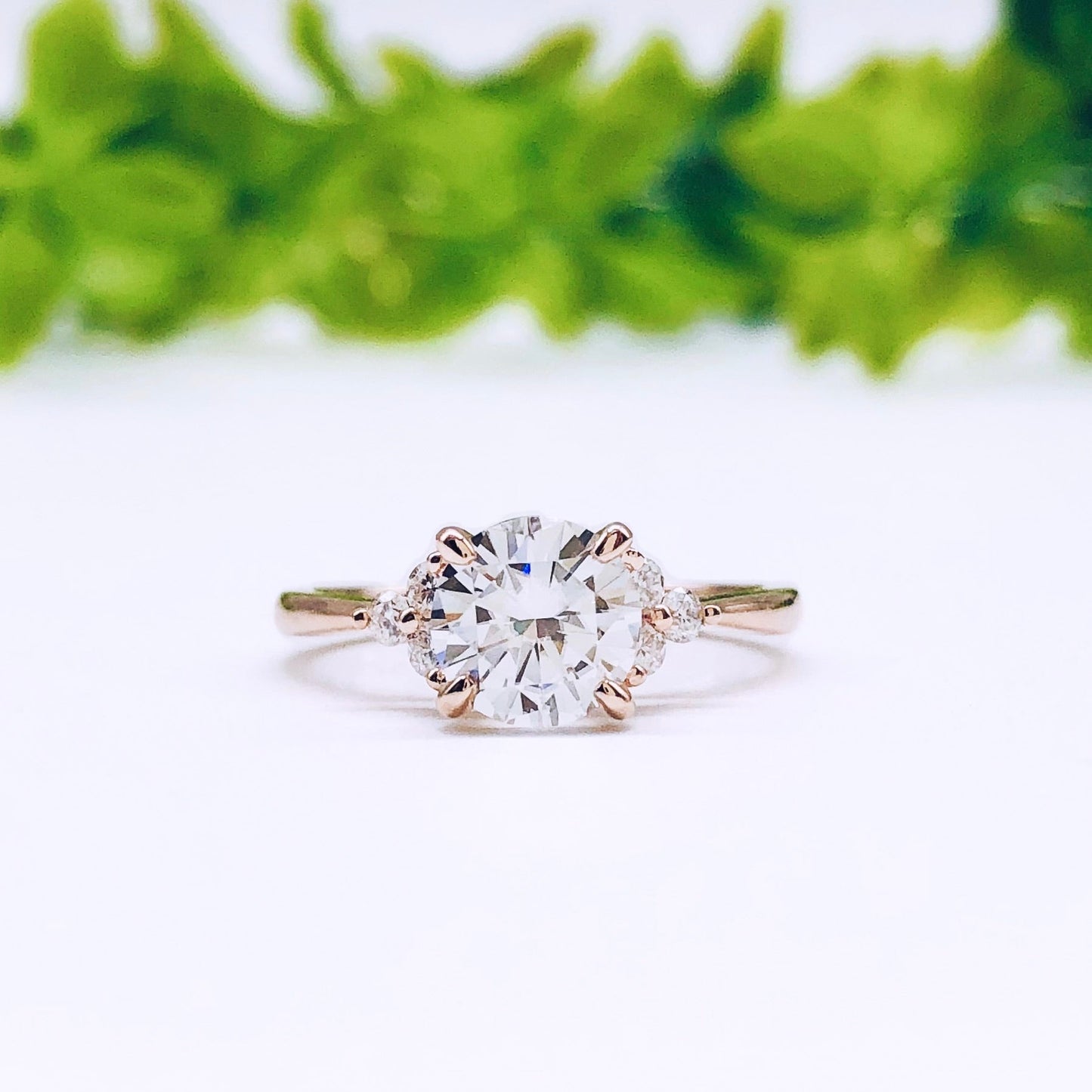2.65 CT Round Moissanite Diamond Cluster Engagement Ring