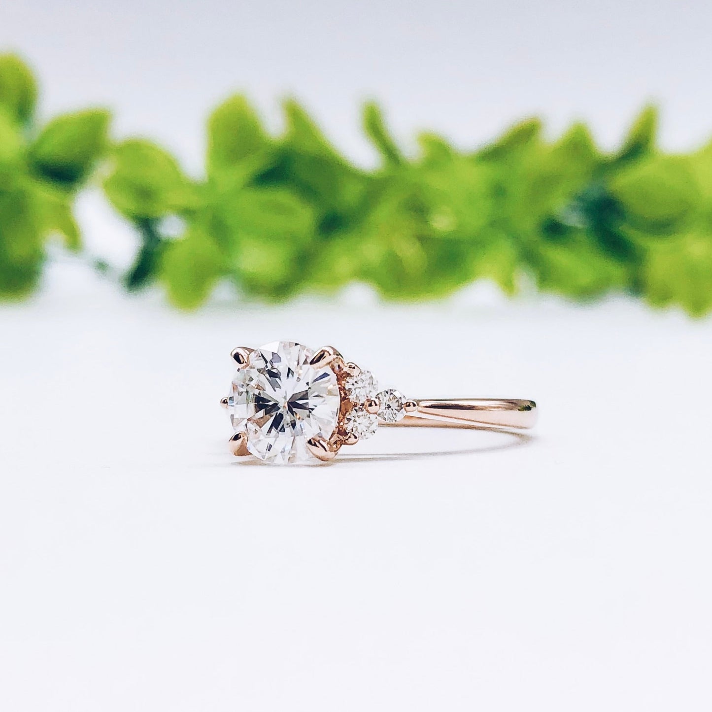 2.65 CT Round Moissanite Diamond Cluster Engagement Ring