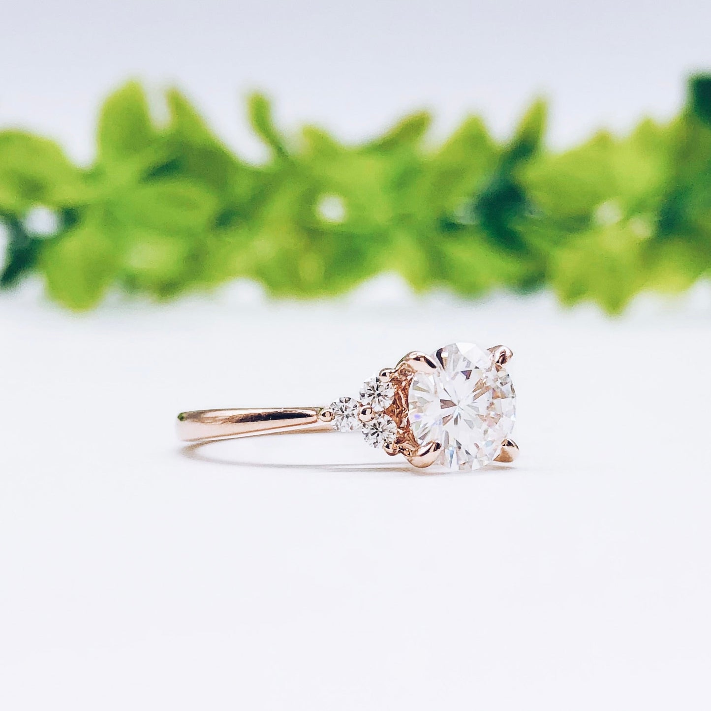 2.65 CT Round Moissanite Diamond Cluster Engagement Ring
