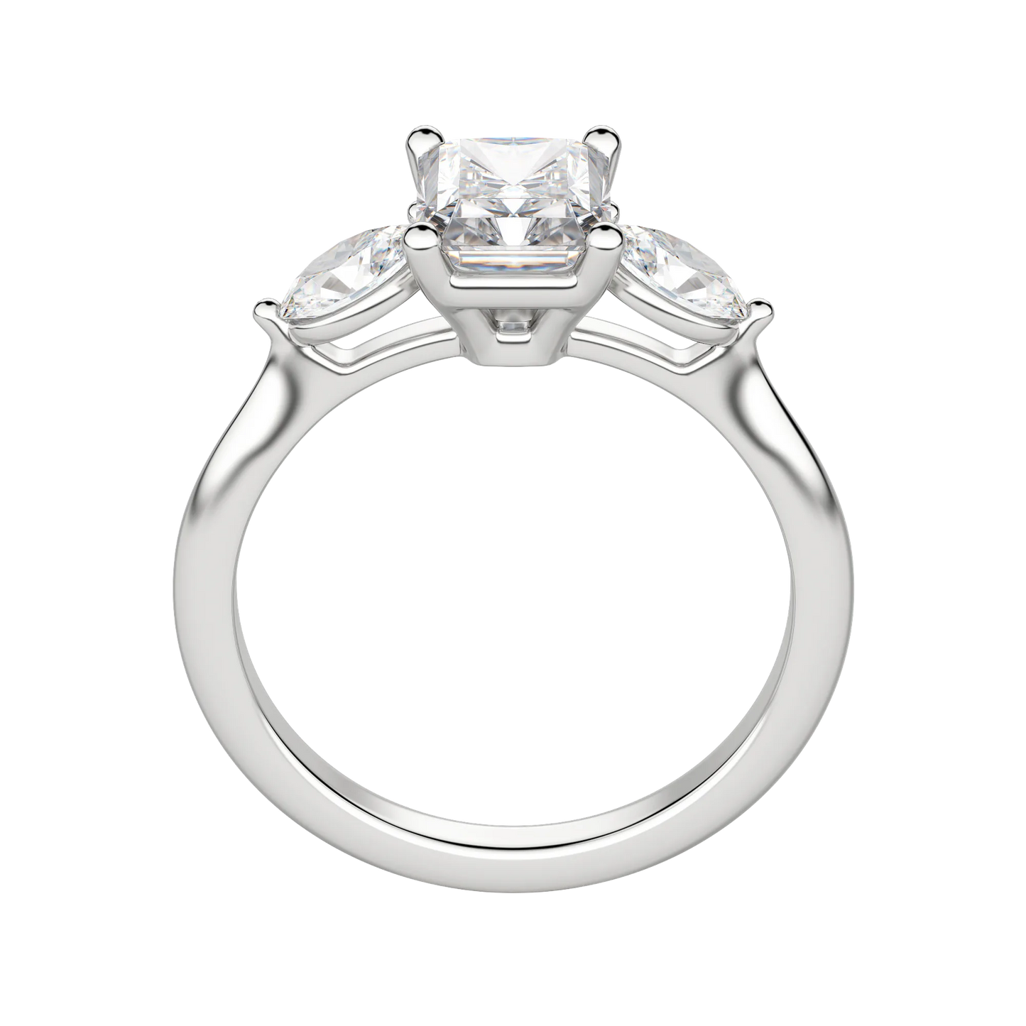 1.67 CT Radiant Moissanite Diamond Three Stones Engagement Ring