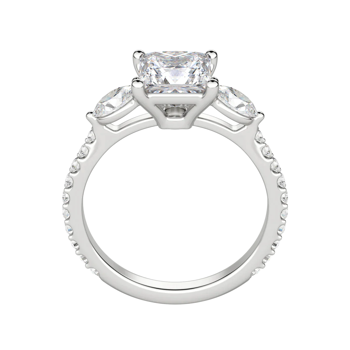 2.78 CT Princess Moissanite Diamond Three Stones Engagement Ring