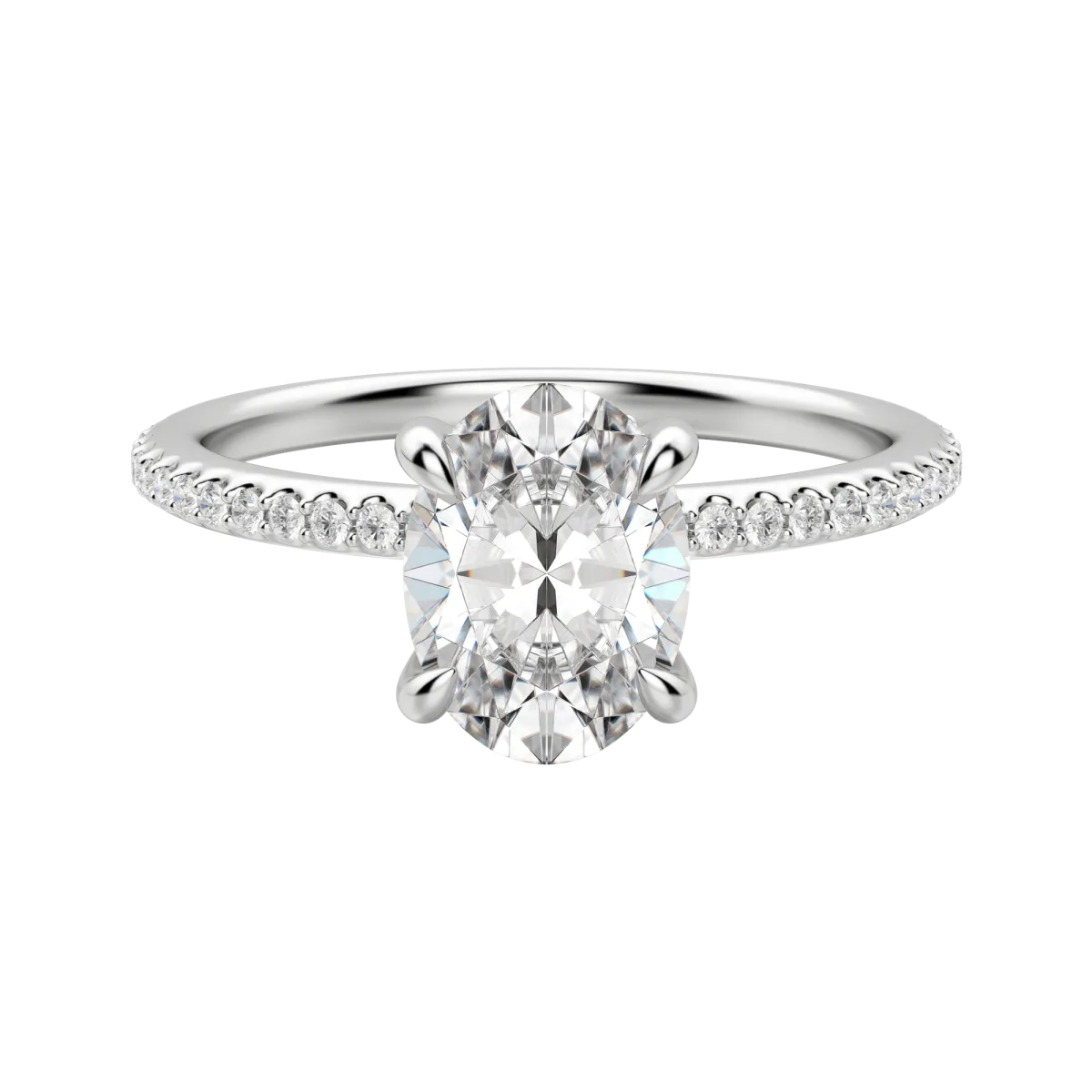1.91 CT Oval Moissanite Diamond Hidden Halo Engagement Ring