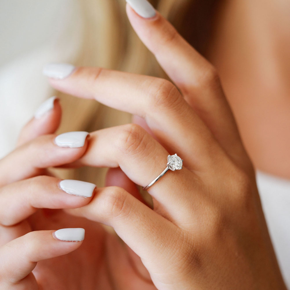 1.0 CT Round Moissanite Diamond Solitaire Engagement Ring