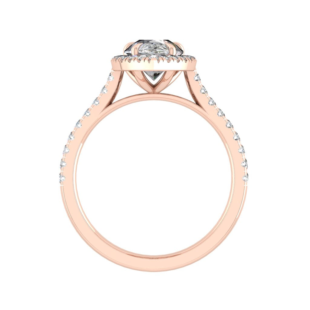 2.1 CT Pear Moissanite Diamond Halo Engagement Ring