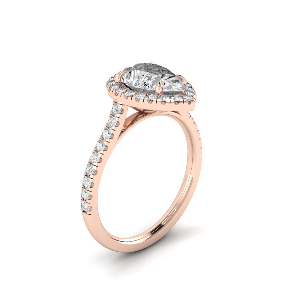 2.1 CT Pear Moissanite Diamond Halo Engagement Ring