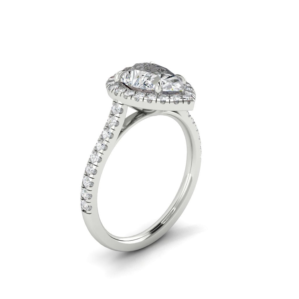 2.1 CT Pear Moissanite Diamond Halo Engagement Ring