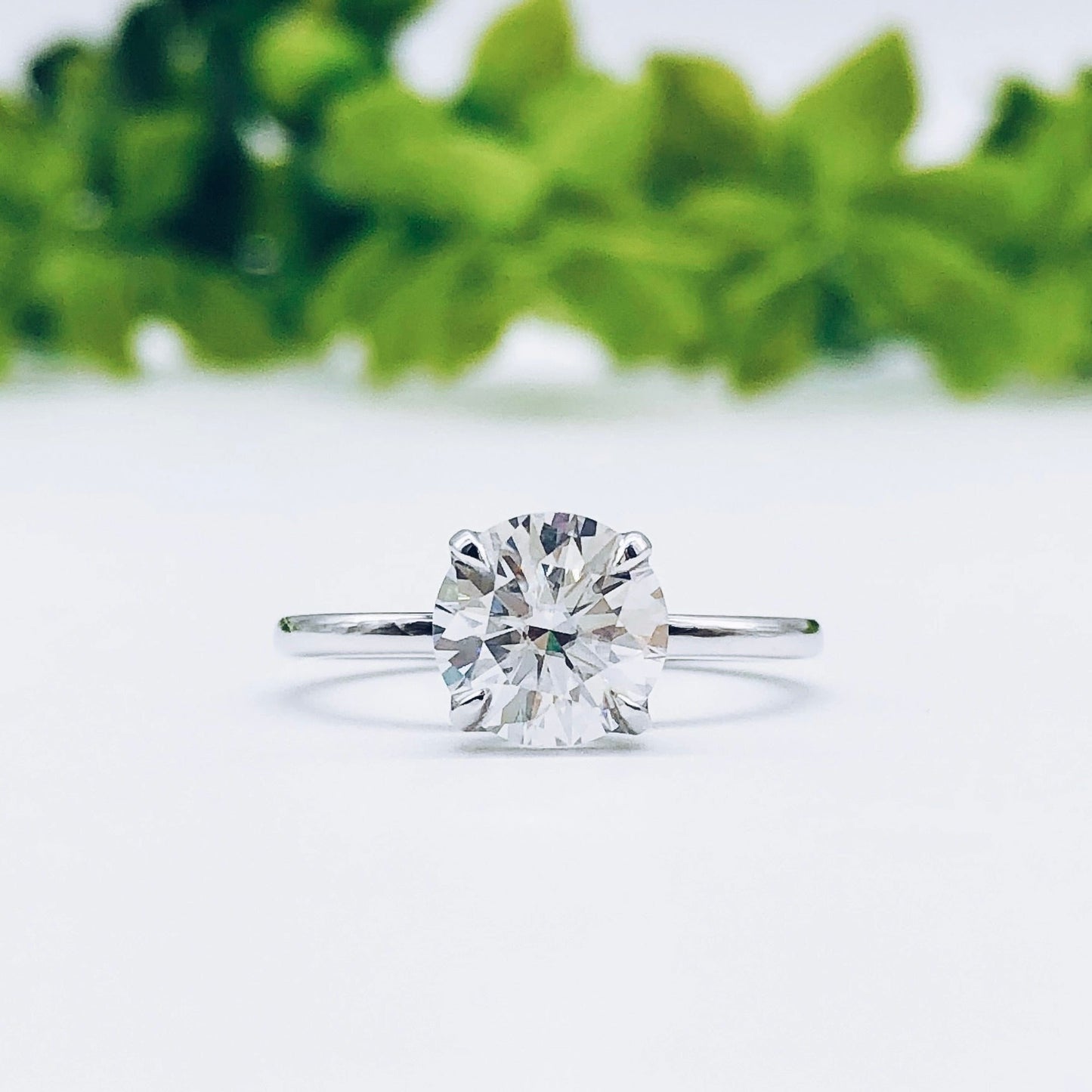 1.85 CT Round Moissanite Diamond Solitaire Engagement Ring