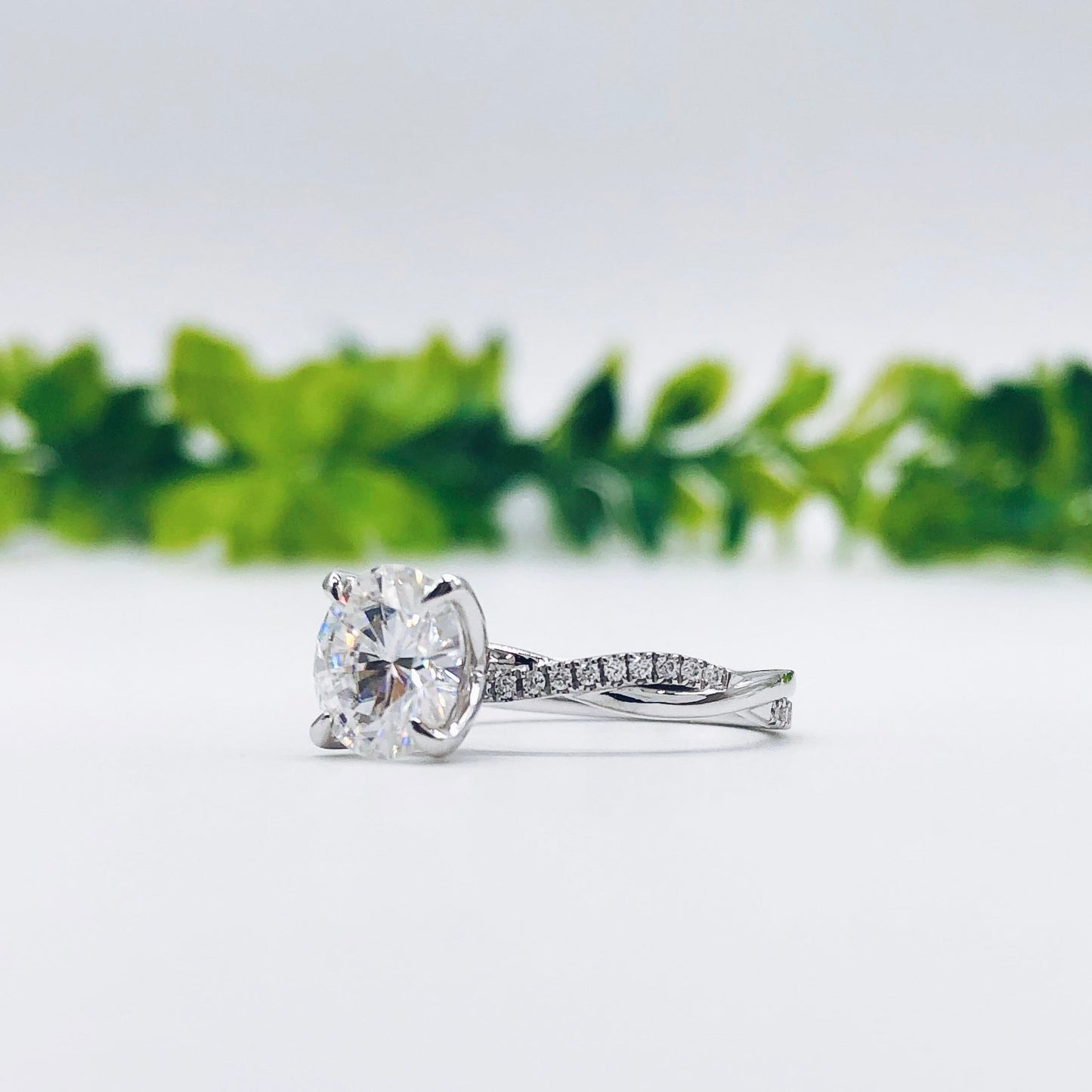 1.85 CT Round Moissanite Diamond Solitaire Engagement Ring