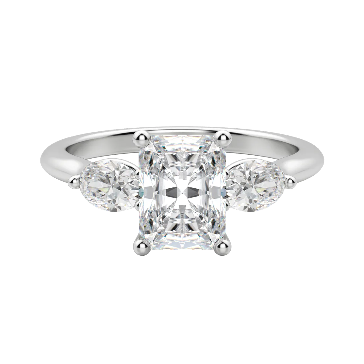 1.67 CT Radiant Moissanite Diamond Three Stones Engagement Ring