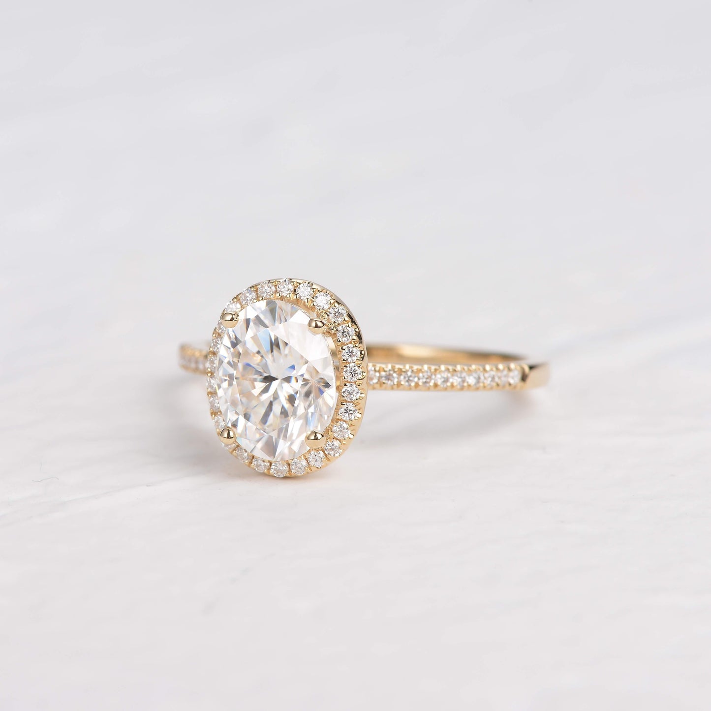 1.91 CT Oval Moissanite Diamond Halo Engagement Ring