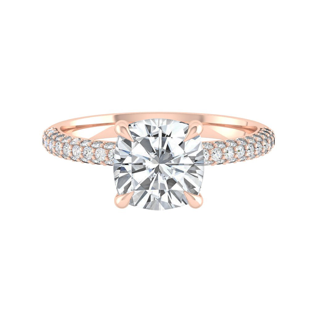 1.7 CT Cushion Moissanite Diamond Hidden Halo Engagement Ring
