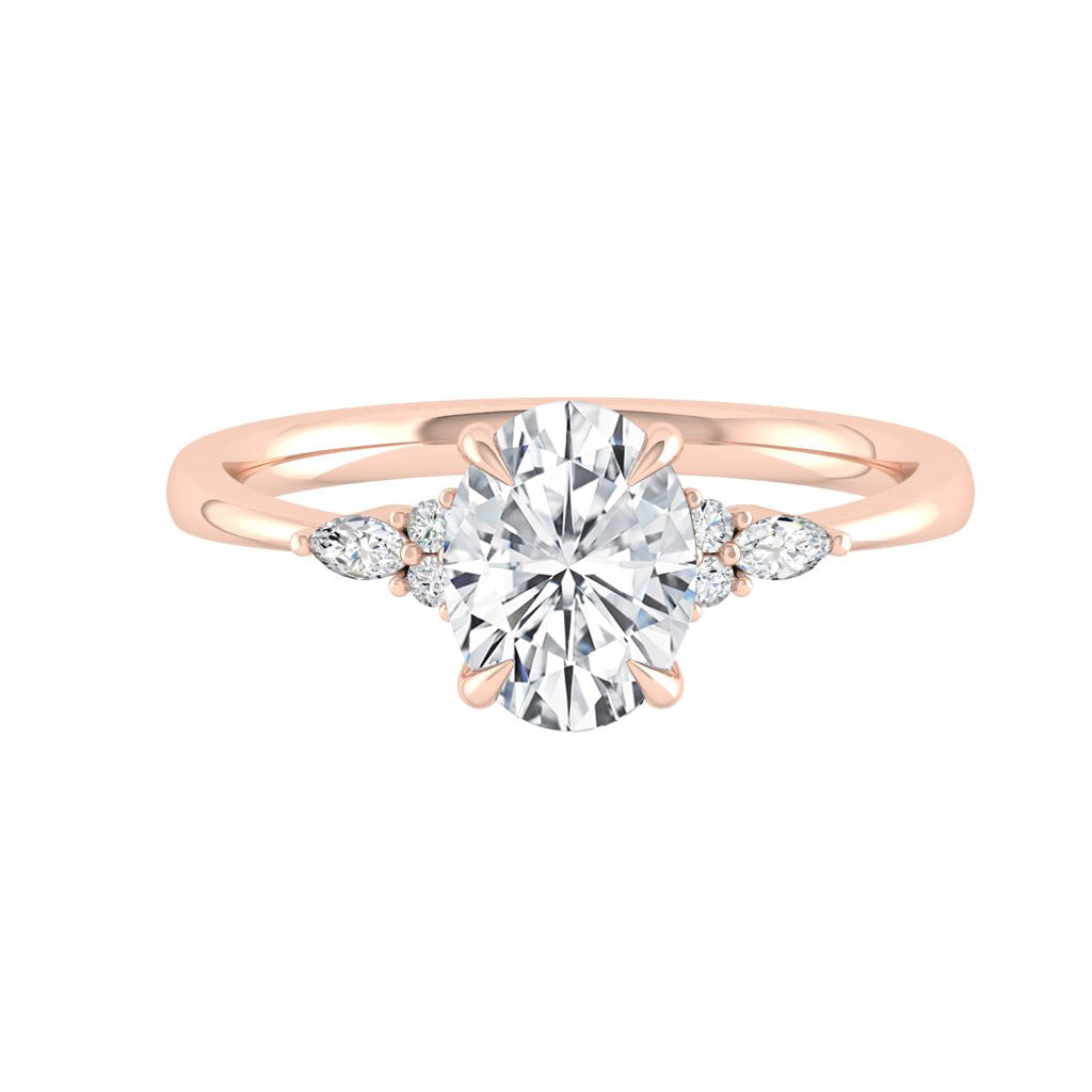 1.91 CT Oval Moissanite Diamond Cluster Engagement Ring