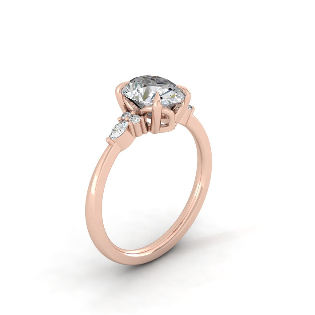 1.91 CT Oval Moissanite Diamond Cluster Engagement Ring