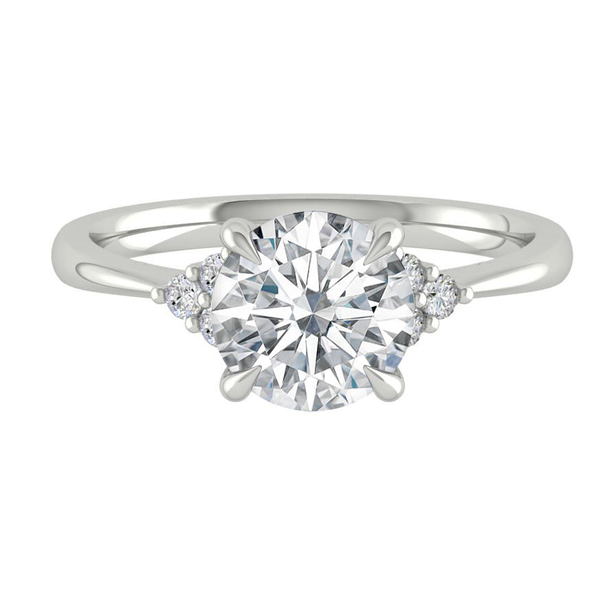 2.65 CT Round Moissanite Diamond Cluster Engagement Ring