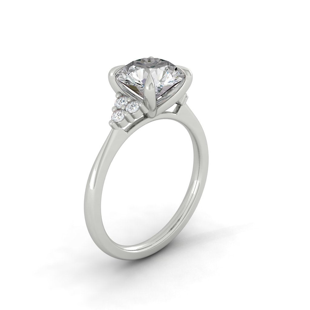 2.65 CT Round Moissanite Diamond Cluster Engagement Ring