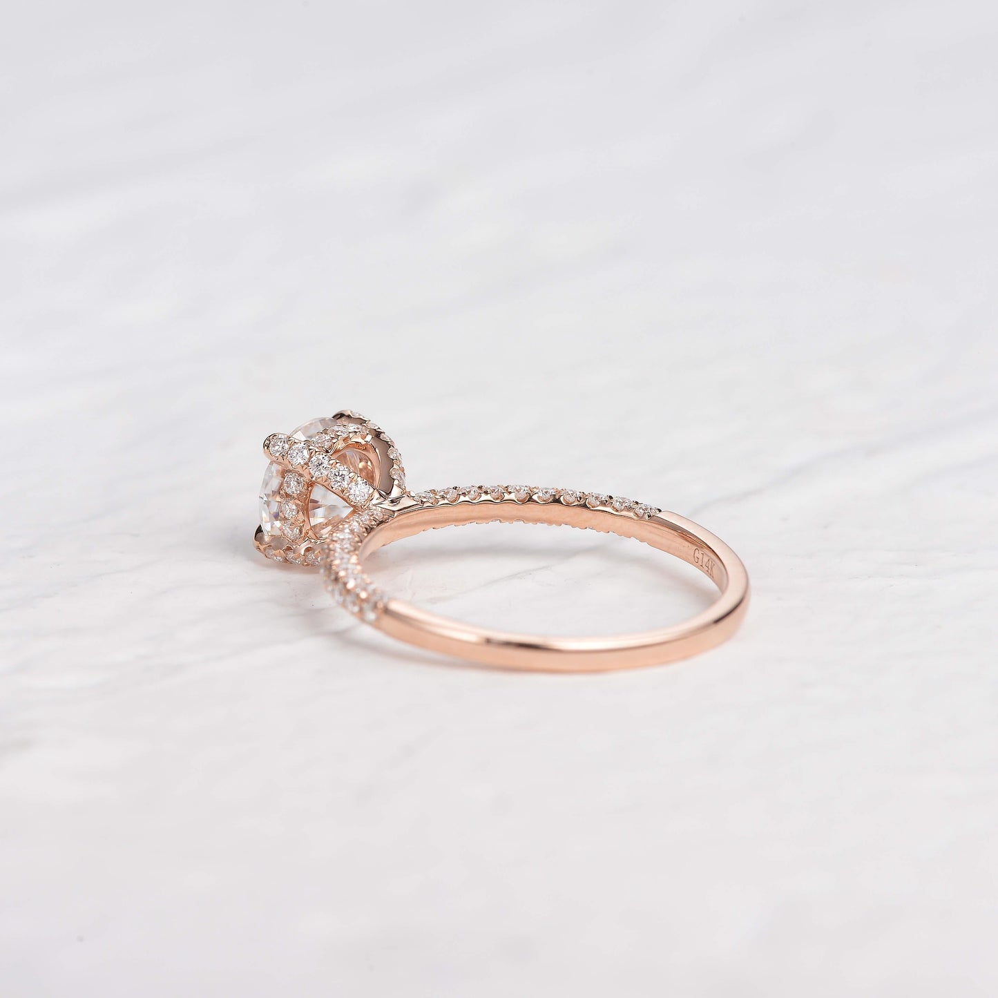 3.2 CT Round Moissanite Diamond Hidden Halo Engagement Ring