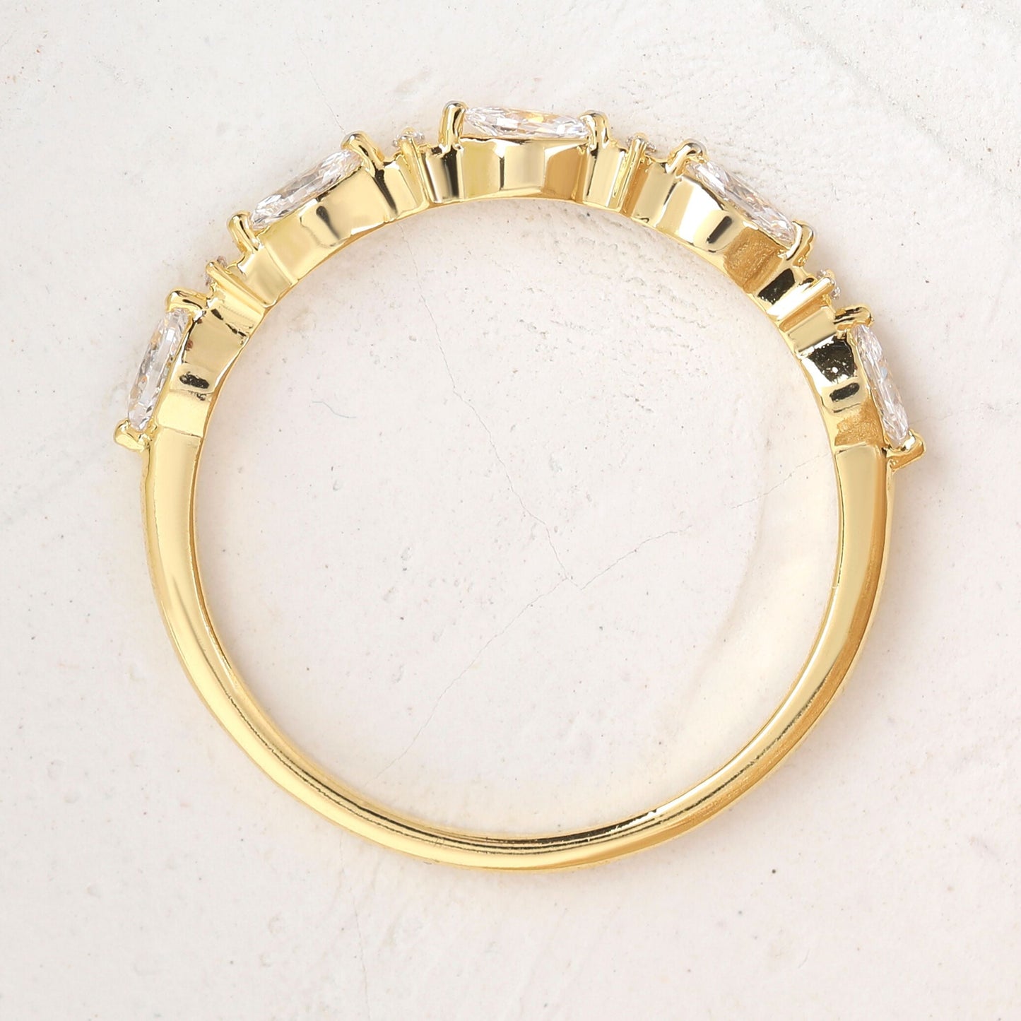 Round and Marquise Alternating Moissanite Wedding Band