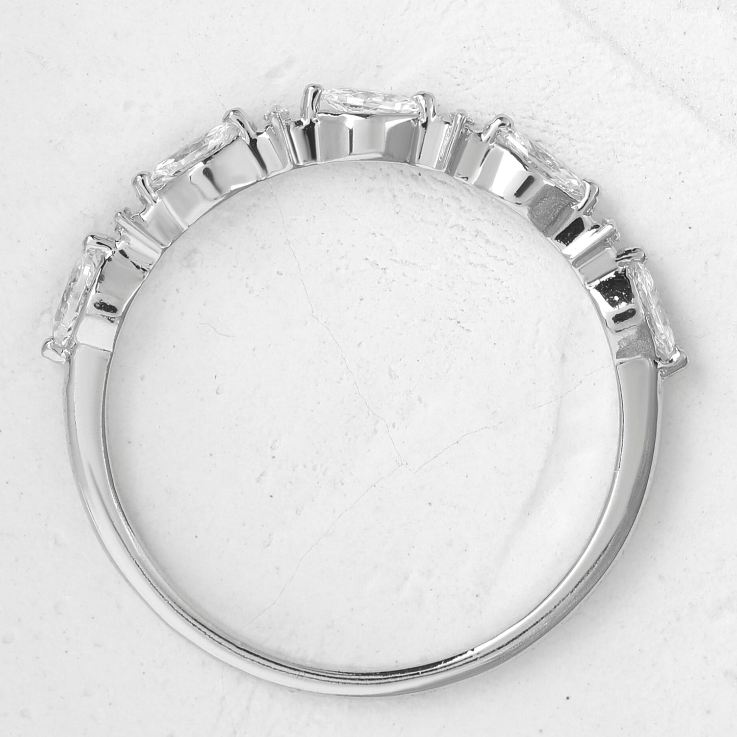 Round and Marquise Alternating Moissanite Wedding Band