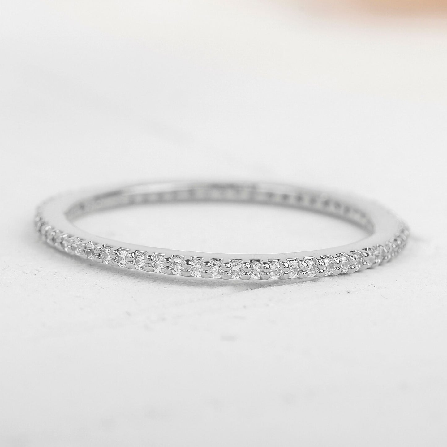 Round Moissanite Full Eternity Wedding Band