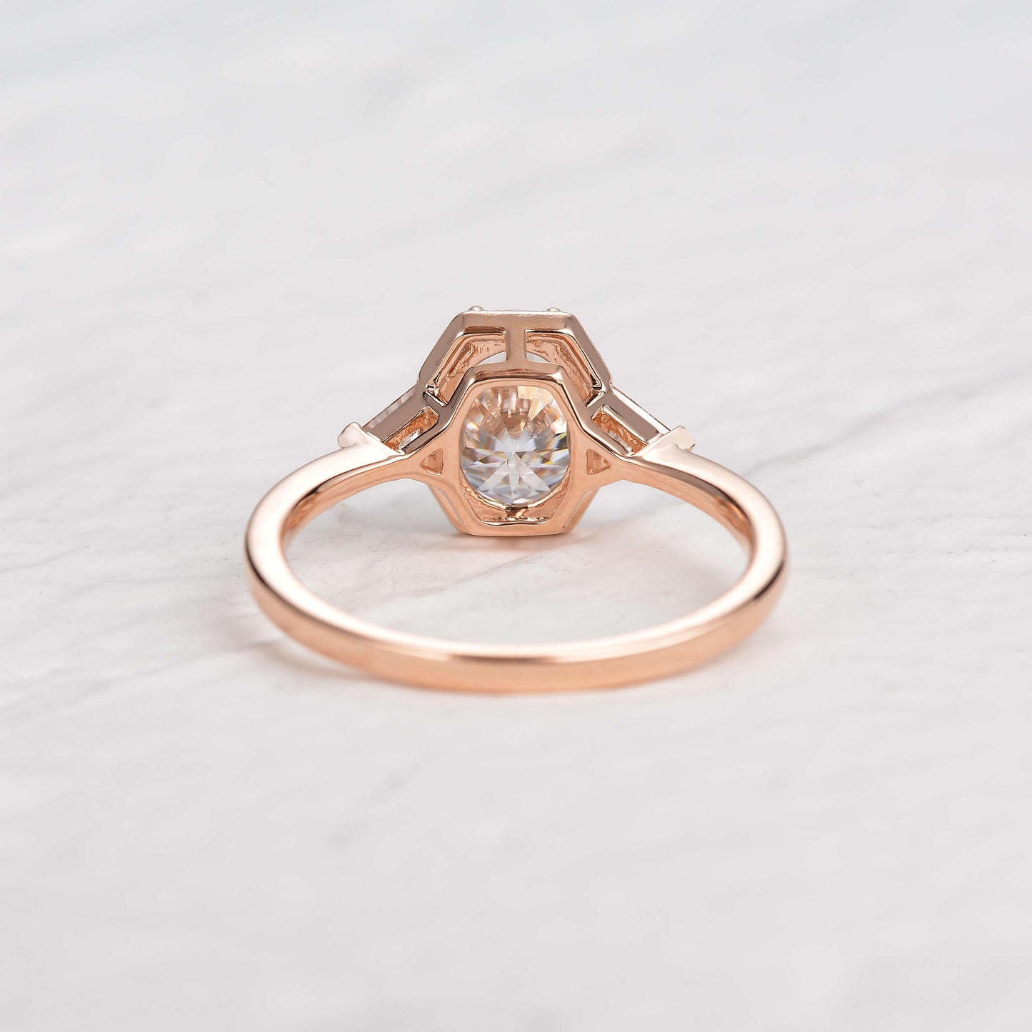 1.33 CT Oval Moissanite Diamond Three Stones Engagement Ring
