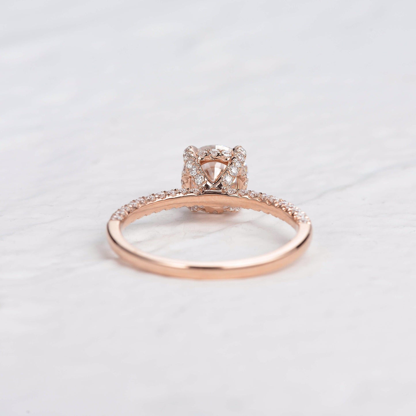 3.2 CT Round Moissanite Diamond Hidden Halo Engagement Ring
