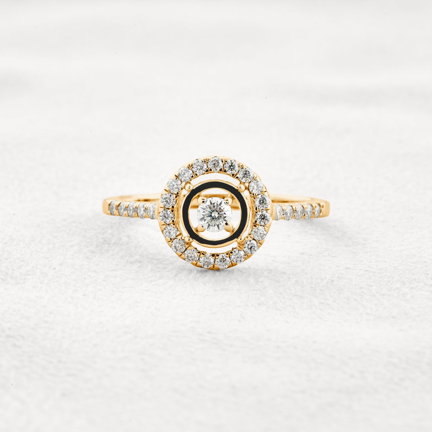 0.1 CT Round Cut Halo Pave Moissanite Engagement Ring