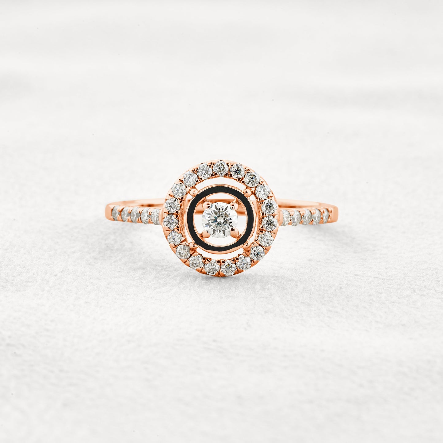 0.1 CT Round Cut Halo Pave Moissanite Engagement Ring