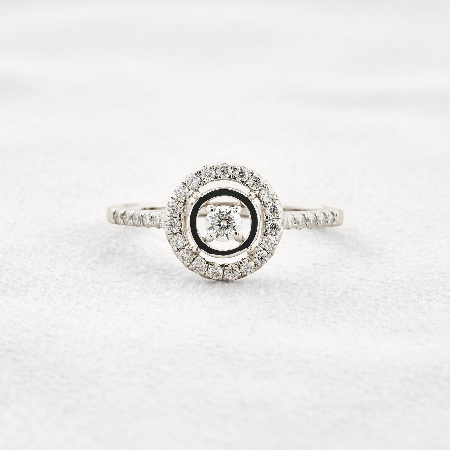 0.1 CT Round Cut Halo Pave Moissanite Engagement Ring