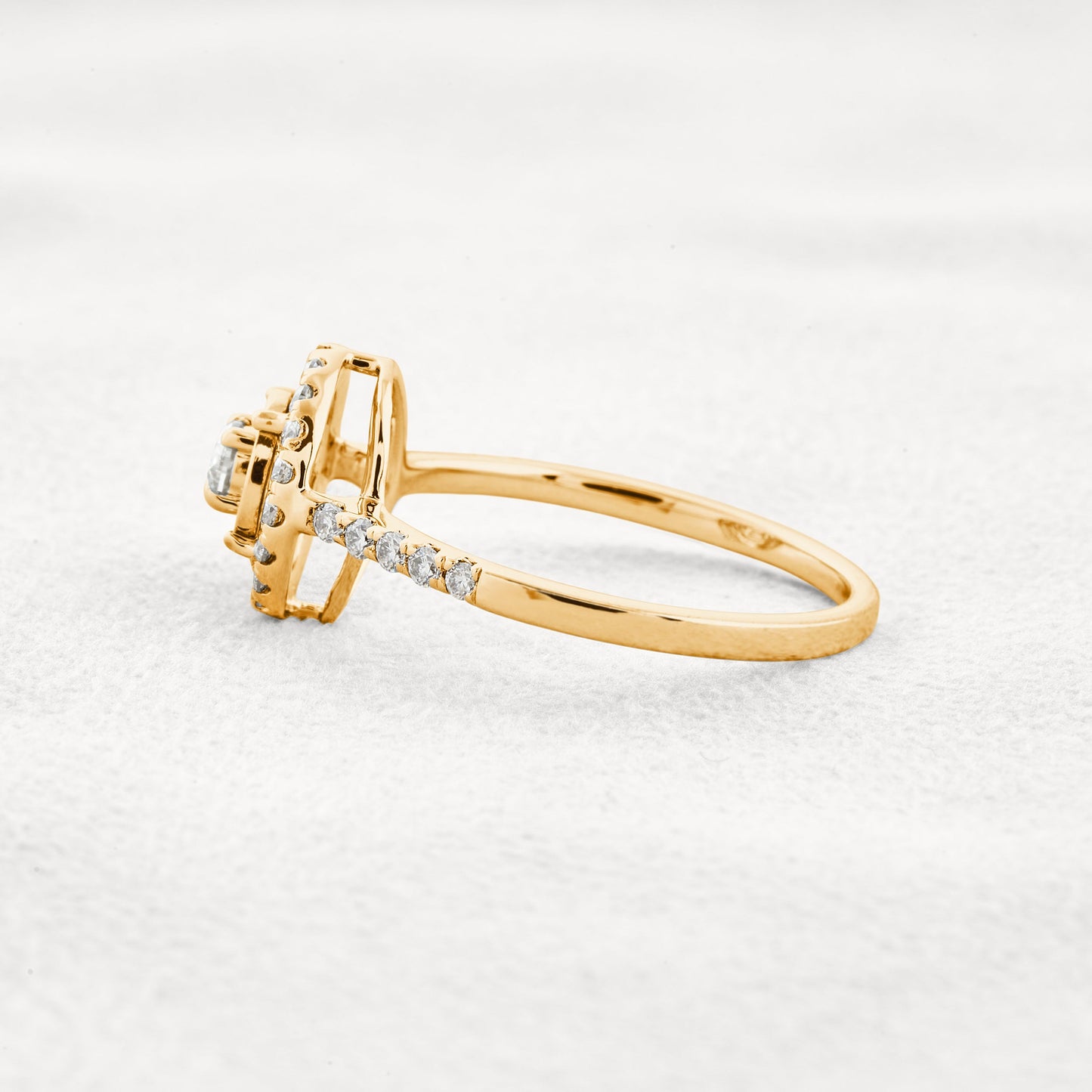 0.1 CT Round Cut Halo Pave Moissanite Engagement Ring