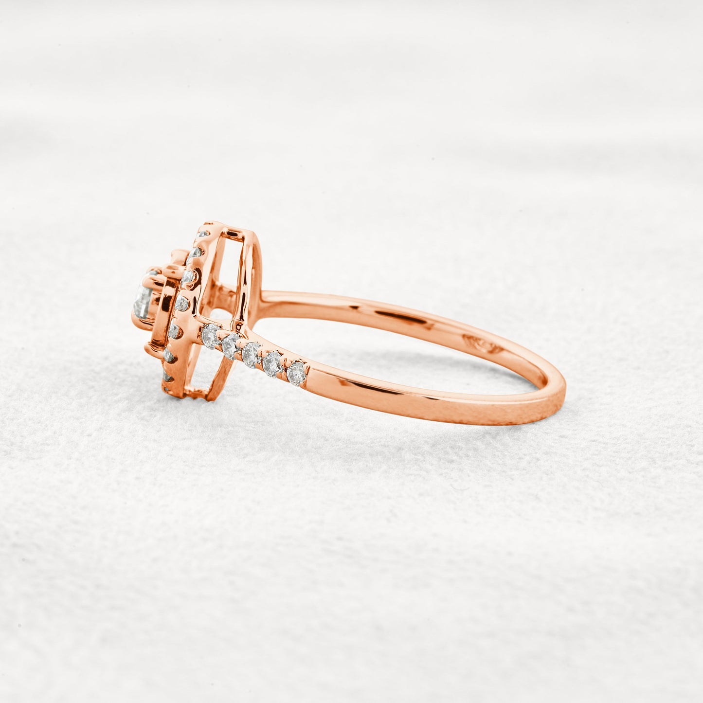 0.1 CT Round Cut Halo Pave Moissanite Engagement Ring