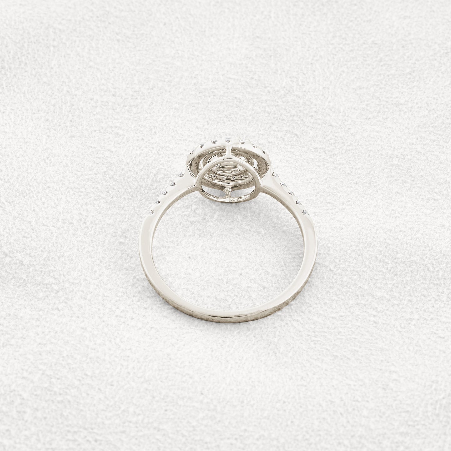 0.1 CT Round Cut Halo Pave Moissanite Engagement Ring