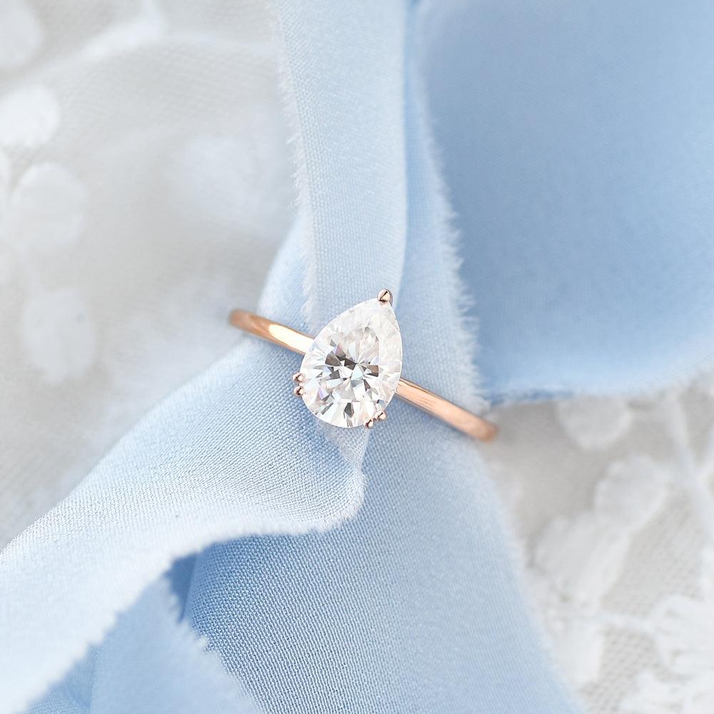 1.93 CT Pear Moissanite Diamond Solitaire Engagement Ring
