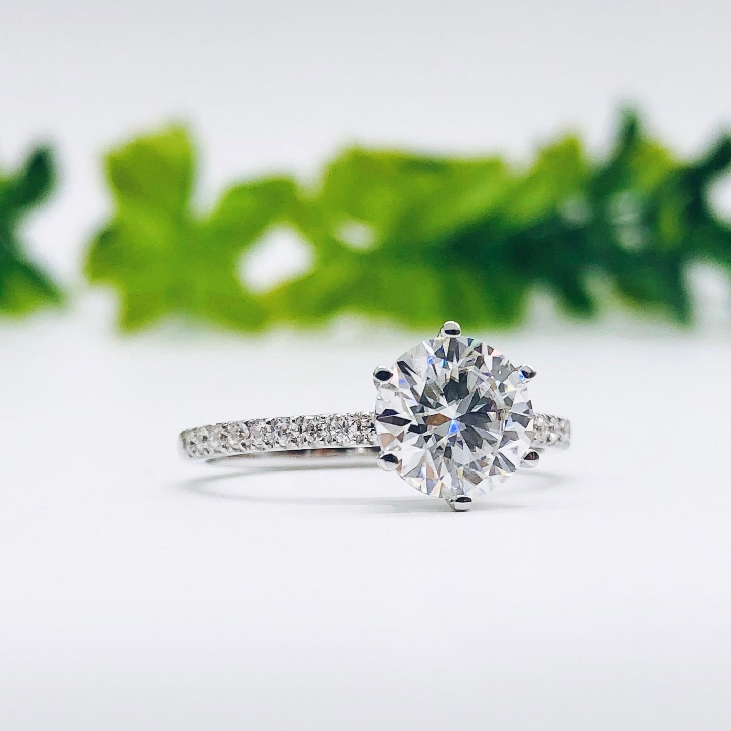 1.85 CT Round Moissanite Diamond Solitaire Engagement Ring