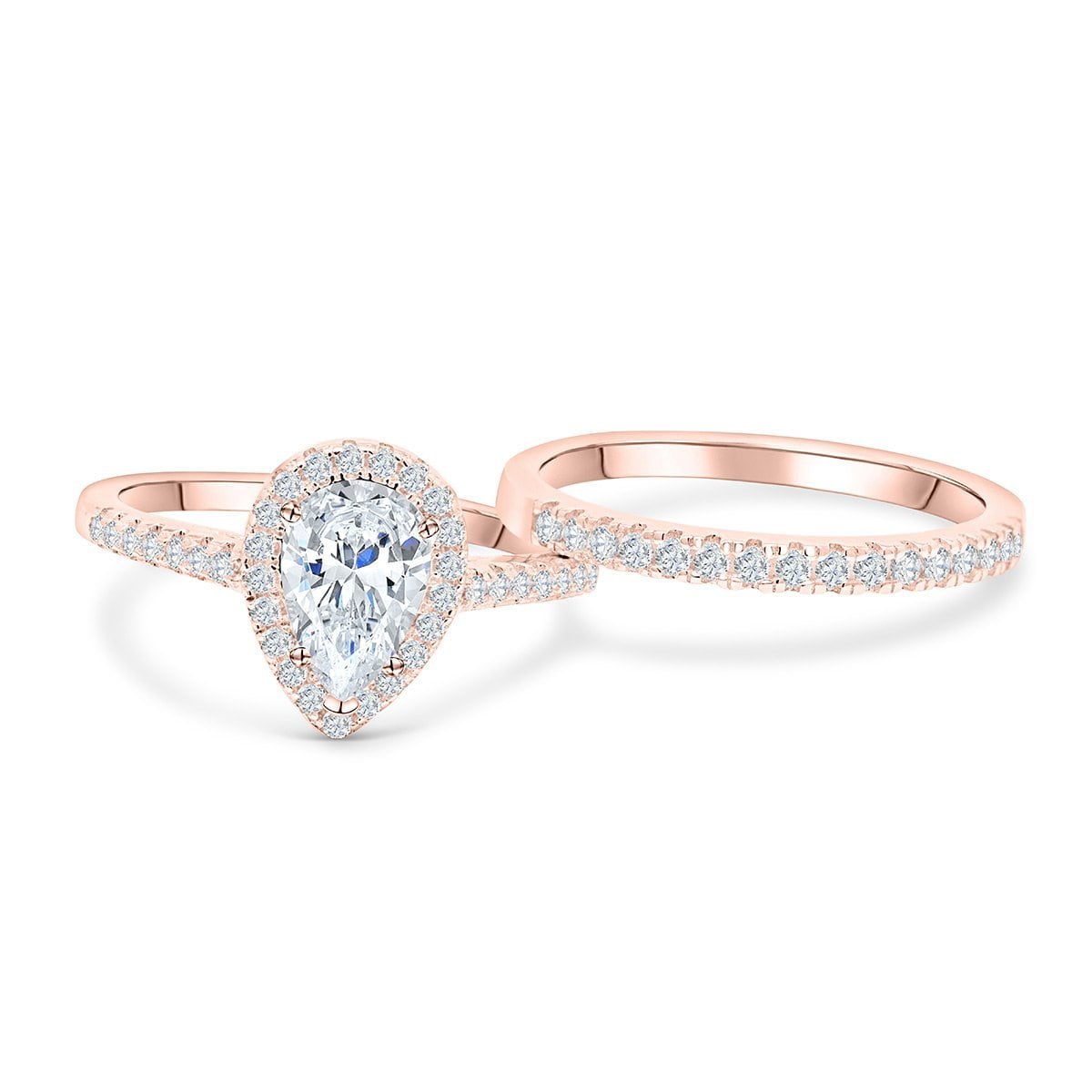 1.33 CT Pear Moissanite Diamond Halo Engagement Ring