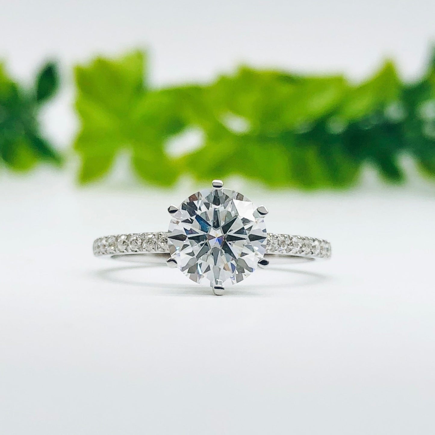 1.85 CT Round Moissanite Diamond Solitaire Engagement Ring