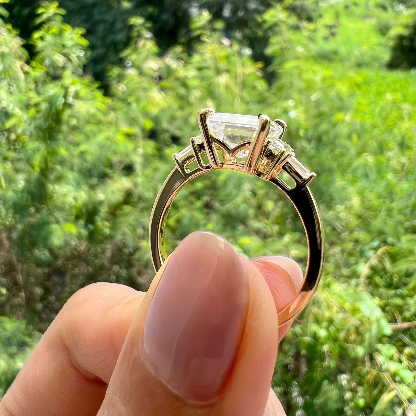 5.75 CT Emerald Moissanite Diamond Multi Stones Engagement Ring