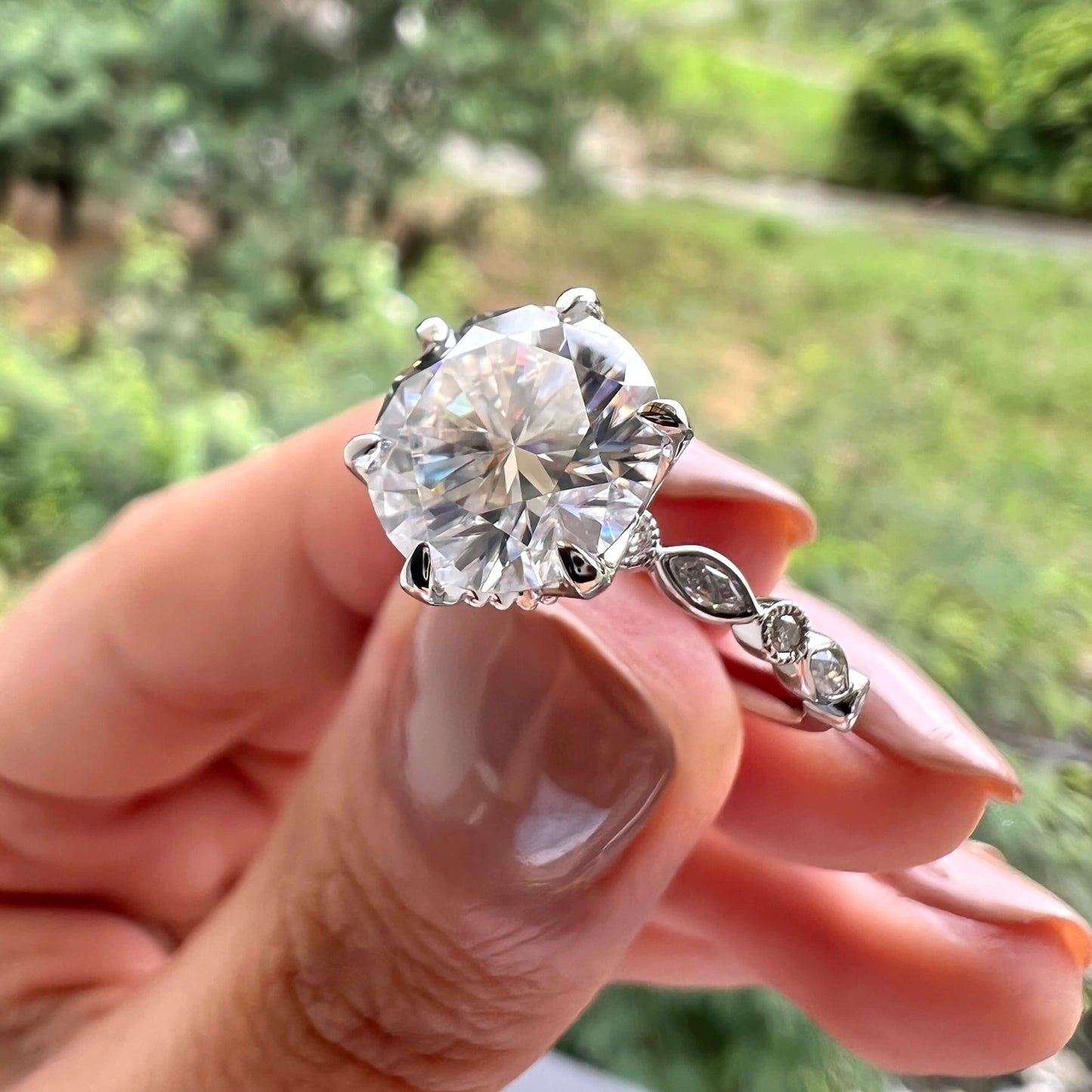 4.11 CT Round Moissanite Diamond Solitaire Engagement Ring