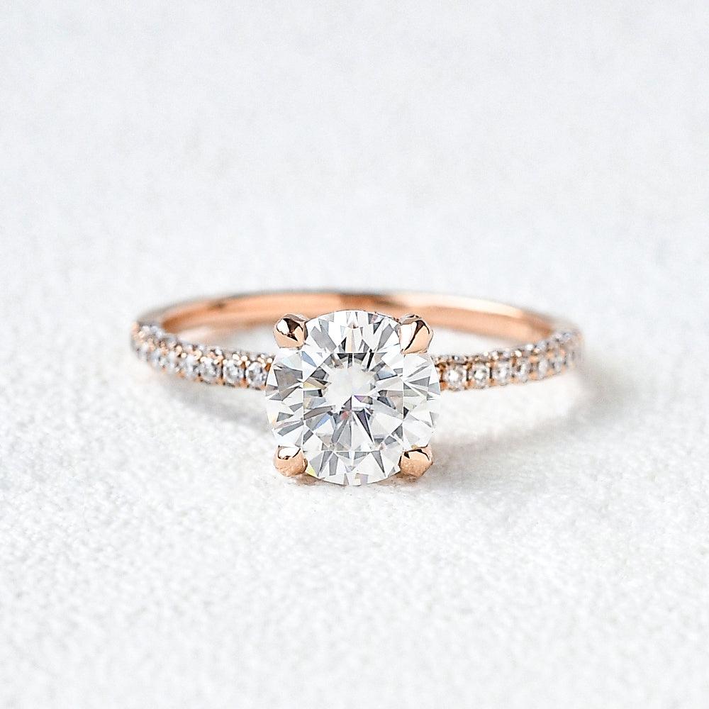3.2 CT Round Moissanite Diamond Hidden Halo Engagement Ring