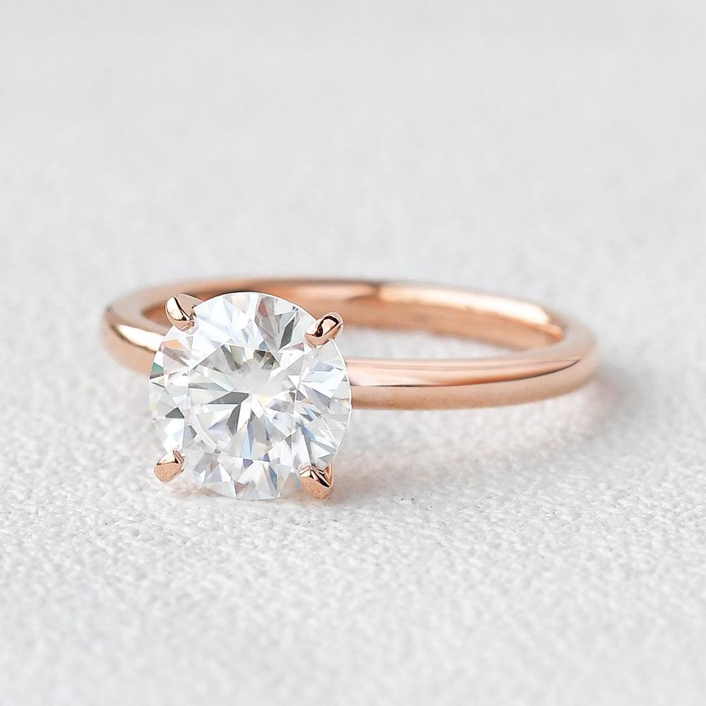 1.0 CT Round Moissanite Diamond Hidden Halo Engagement Ring