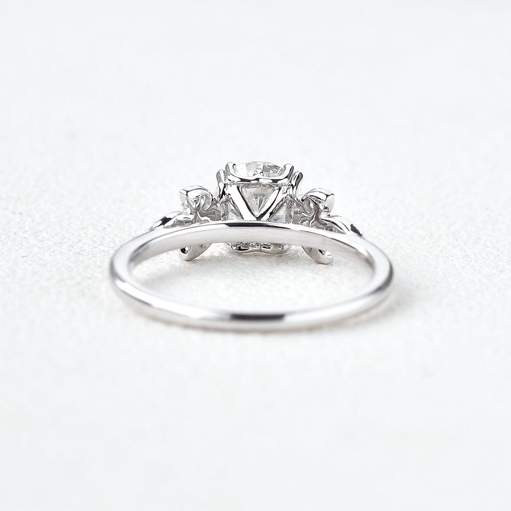 1.0 CT Round Moissanite Diamond Cluster Engagement Ring